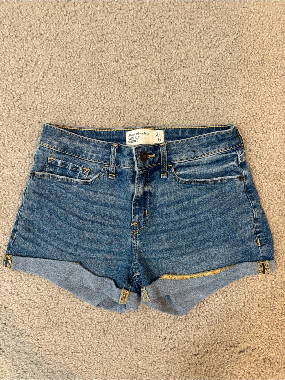Abercrombie & Fitch Women's Medium Blue Rolled Cuff Denim Shorts